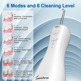 img 1 attached to 🚿 Portable Cordless Water Flosser for Teeth, Rechargeable & Waterproof - 6 Modes Dental Oral Irrigator for Home and Travel