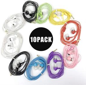 img 4 attached to 🎧 10 Pack Mixed Color Earbud Headphones, Wired Earphones for iPhone, Smartphone, Computer, Laptop, MP3, School Classroom - Bulk Purchase
