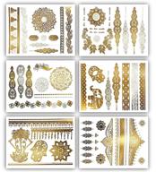 🌟 metallic gold henna temporary tattoos: 75+ mandala flowers, mandalas, elephants - waterproof, nontoxic, long lasting for beach, festivals, & parties by terra tattoos logo