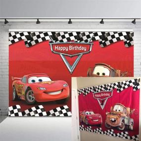 img 4 attached to 🏎️ 7x5FT RUINI Car Racing Themed Backdrop: Cartoon Cars Mobilization Birthday Party Decor Banner