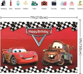 img 3 attached to 🏎️ 7x5FT RUINI Car Racing Themed Backdrop: Cartoon Cars Mobilization Birthday Party Decor Banner