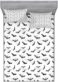 img 3 attached to 🦇 Lunarable Goth Fitted Sheet & Pillow Sham Set: Halloween Flying Bats & Shadows Pattern Bedding, Queen, Grey Charcoal