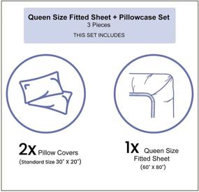 img 1 attached to 🦇 Lunarable Goth Fitted Sheet & Pillow Sham Set: Halloween Flying Bats & Shadows Pattern Bedding, Queen, Grey Charcoal