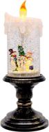 🕯️ wondise 10-inch christmas flameless candle snow globe battery operated with swirling water, glittering light & snowman family decoration - perfect for thanksgiving and christmas candlestick display логотип