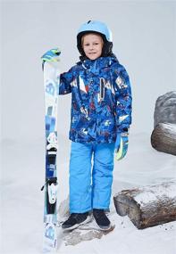 img 3 attached to ❄️ Stay Warm and Dry with Big Boy's 2-Piece Waterproof Snowsuit: Thicken Warm Hooded Ski Jacket and Pants Snowbib Set