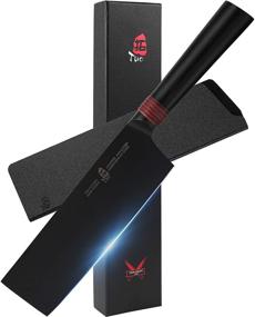 img 4 attached to 🔪 TUO Nakiri Knife 6.5" - High-Performance Asian Usuba Cutlery for Japanese Chefs with Black Titanium Coated Blade - Premium Japanese AUS-8 Stainless Steel, Pakkawood Handle - Dark Knight Series, Sheath & Gift Box Included