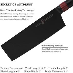 img 2 attached to 🔪 TUO Nakiri Knife 6.5" - High-Performance Asian Usuba Cutlery for Japanese Chefs with Black Titanium Coated Blade - Premium Japanese AUS-8 Stainless Steel, Pakkawood Handle - Dark Knight Series, Sheath & Gift Box Included