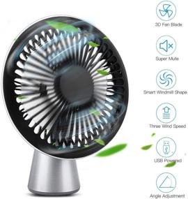 img 1 attached to MoKo USB Mini Fan - Adjustable Angle, Personal Cooling Handheld Table Desk Fan for Home, Office, Outdoor Activities - Black