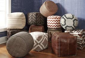 img 1 attached to Ashley Signature Design Herringbone Jute Pouf - 20 x 20 Inches - Brown & Black