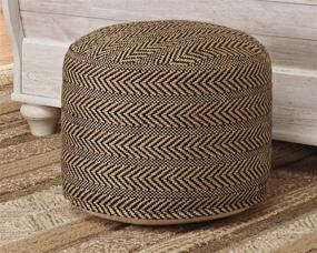 img 3 attached to Ashley Signature Design Herringbone Jute Pouf - 20 x 20 Inches - Brown & Black
