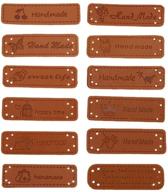 maxgoods set of 24 pu leather handmade tag label embellishments ornaments for crafts, scrapbooking, and clothing accessories - button sew-on decorations with holes for jeans, bags, shoes, and hats logo