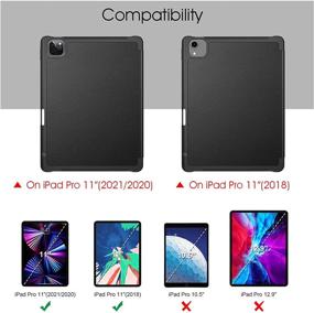 img 3 attached to 📱 Fintie SlimShell Case for iPad Pro 11-inch (3rd Generation) 2021 - Soft TPU Stand Back Cover w/ Pencil Holder, Fits iPad Pro 11" 2nd Gen 2020 / 1st Gen 2018, Black