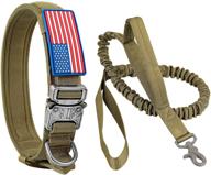 🐾 tactical dog collar and bungee leash - camo military set with usa american flag - adjustable k9 collar with heavy duty metal buckle and handle for training medium large dogs logo