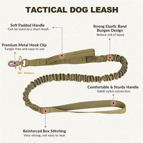 img 2 attached to 🐾 Tactical Dog Collar and Bungee Leash - Camo Military Set with USA American Flag - Adjustable K9 Collar with Heavy Duty Metal Buckle and Handle for Training Medium Large Dogs