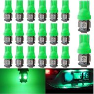 🚗 green t10 led bulb for car interior lights - everbright 20-pack 5050 5-smd 194 168 2825 w5w replacement bulb for wedge dome, trunk, dashboard, license plate light lamp - dc 12v logo