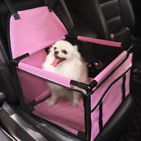 img 4 attached to 🐶 HIPPIH Small Dog Car Seat: Upgraded Booster Seat for Car with Sturdy PVC Bars Frame, Ideal for Medium Dogs Under 11 lb. Includes Waterproof Anti-Skid Mat