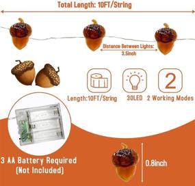 img 2 attached to 🍂 2-Pack 3D Thanksgiving Acorns String Lights Fall Garland - 20Ft &amp; 60 LED Warm White Battery Powered Fall Lights for Autumn Home Indoor Outdoor Decorations by TURNMEON