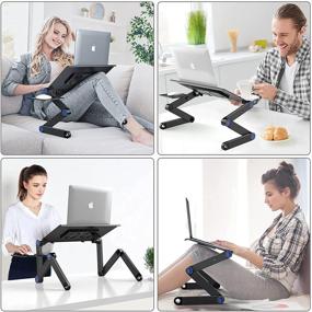 img 3 attached to 🔥 LORYERGO Adjustable Laptop Stand - Portable Ergonomic Lap Computer Riser with Height Adjustment, Cooling Fans, Mouse Pad Tray - Ideal for Desk, Bed, Sofa - Fits up to 15.6" Laptops