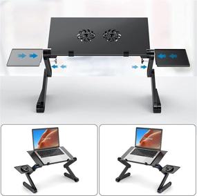 img 1 attached to 🔥 LORYERGO Adjustable Laptop Stand - Portable Ergonomic Lap Computer Riser with Height Adjustment, Cooling Fans, Mouse Pad Tray - Ideal for Desk, Bed, Sofa - Fits up to 15.6" Laptops