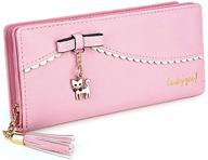 🐱 yajama women's long wallet: stylish cat design with ample card slots, phone pocket, and zipper closure - premium pu leather clutch purse logo