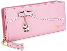 img 4 attached to 🐱 YaJaMa Women's Long Wallet: Stylish Cat Design with Ample Card Slots, Phone Pocket, and Zipper Closure - Premium PU Leather Clutch Purse