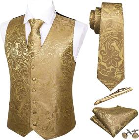 img 4 attached to 👔 Stylish Barry Wang Waistcoat Handkerchief Cufflink Groomsmen Men's Accessories: Elevate Your Wardrobe!