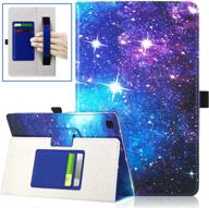 dmluna folio leather cover case auto wake sleep feature with hand strap/ card holder for samsung galaxy tab a7 10.4 inch 2020 model (sm-t500/t505/t507), blue sky logo
