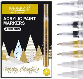 img 3 attached to Extra-Fine Tip Acrylic Paint Pens for Rock Painting, Stone, Ceramic, Wine Glass, Wood, Fabric, Canvas, Metal, Scrapbooking. Set of 8, Including 2 White, 2 Gold, 2 Silver, and 2 Black Acrylic Paint Markers with 0.7mm Tip