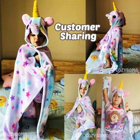 img 3 attached to 🦄 CozyBomB Rainbow Unicorns Gifts for Girls - Hooded Plush Bathrobe Cozy Wrap with Hood - Soft and Warm Wearable Fleece Throw Blanket for Kids - Ideal Christmas Gift for 3-6 Year Old Girls (Star)