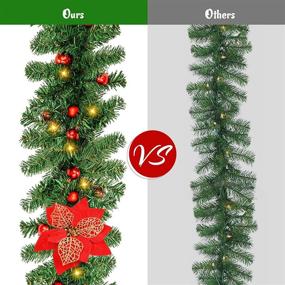 img 2 attached to 🎄 9FT Battery Operated Christmas Garland with Lights for Indoor & Outdoor Decor, Front Door, Thanksgiving Christmas Decorations