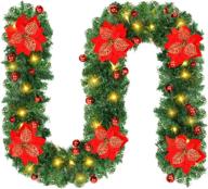 🎄 9ft battery operated christmas garland with lights for indoor & outdoor decor, front door, thanksgiving christmas decorations logo