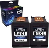 🖨️ eston printer ink 64xl remanufactured cartridges combo pack for hp envy photo 7855 7858 7155 7158 7164 envy 5542 printe (2 black) logo