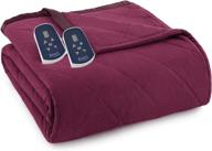 micro flannel electric blanket, queen size in burgundy - thermee logo