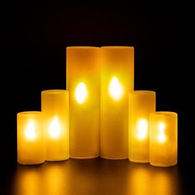 img 4 attached to 🕯️ Aipatal Flickering Flameless Candles: Waterproof Frosted Glass White Pillars, 6 Pack LED Battery Operated Candles, Ideal for Wedding Party Christmas Birthdays - 5.7" 3.4" 2.4" (H), Bedroom Dining Room