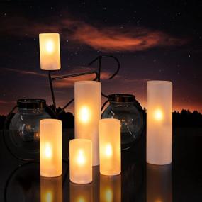 img 3 attached to 🕯️ Aipatal Flickering Flameless Candles: Waterproof Frosted Glass White Pillars, 6 Pack LED Battery Operated Candles, Ideal for Wedding Party Christmas Birthdays - 5.7" 3.4" 2.4" (H), Bedroom Dining Room