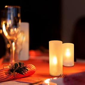 img 1 attached to 🕯️ Aipatal Flickering Flameless Candles: Waterproof Frosted Glass White Pillars, 6 Pack LED Battery Operated Candles, Ideal for Wedding Party Christmas Birthdays - 5.7" 3.4" 2.4" (H), Bedroom Dining Room