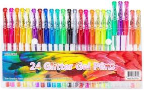 img 4 attached to 🖍️ 24 Color Glitter Gel Pens - Medium Point Markers for Bullet Journaling, Adult Coloring Books, and Doodling - 40% More Ink - Great Gift for Kids