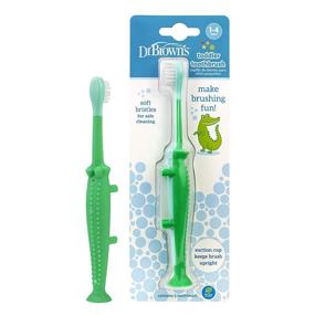 img 4 attached to Dr. Brown's Crocodile Toothbrush: 💚 Green Toddler and Baby Oral Care Essential
