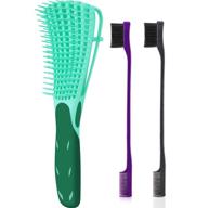 🌿 premium detangling brush set with edge brush - perfect for afro-textured 3a to 4c hair types: wet/dry, long thick curly hair - includes 3 pieces (green, purple, black) logo