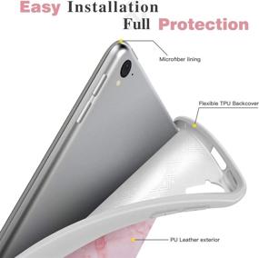 img 1 attached to 📱 MoKo Slim Lightweight Smart Shell Stand Cover Case with Pencil Holder for iPad Pro 9.7 Inch 2016 Release (A1673/A1674/A1675) - Pink Marble