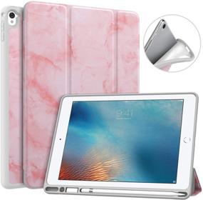 img 4 attached to 📱 MoKo Slim Lightweight Smart Shell Stand Cover Case with Pencil Holder for iPad Pro 9.7 Inch 2016 Release (A1673/A1674/A1675) - Pink Marble