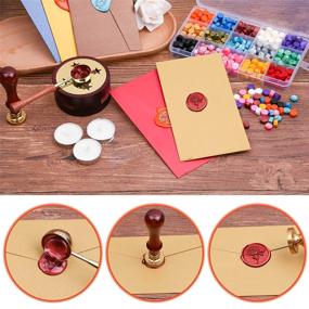 img 2 attached to 📮 Wax Seal Stamp Kit with 462pcs Sealing Wax Beads, Wax Seal Warmer, Spoon, and Tealight Candles - Ideal for Crafts, Letter Sealing, and Envelope Stamps