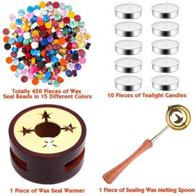 img 1 attached to 📮 Wax Seal Stamp Kit with 462pcs Sealing Wax Beads, Wax Seal Warmer, Spoon, and Tealight Candles - Ideal for Crafts, Letter Sealing, and Envelope Stamps