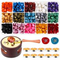 📮 wax seal stamp kit with 462pcs sealing wax beads, wax seal warmer, spoon, and tealight candles - ideal for crafts, letter sealing, and envelope stamps logo