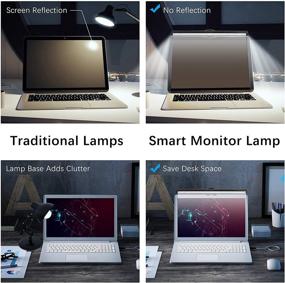 img 3 attached to 🖥️ Digital Computer Monitor Lamp: Eye Protection Monitor Light Bar with No Glare or Reflection, Auto-Dimming and Brightness Adjustment Smart LED Light, Anti-Slip Clip for Space Saving Design