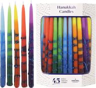 dripless hanukkah candles multicolored striped deluxe tapered decorations, chanukkah menorah candles for 8 nights of holiday celebrations логотип