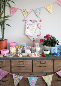 img 2 attached to 🎉 13ft Truly Scrumptious Vintage Bright Floral Triangle Pennant Bunting Garland - Perfect for Birthday, Garden Party, Afternoon Tea, Baby Shower, Bedroom Decor, Daughter, Girls