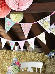 img 1 attached to 🎉 13ft Truly Scrumptious Vintage Bright Floral Triangle Pennant Bunting Garland - Perfect for Birthday, Garden Party, Afternoon Tea, Baby Shower, Bedroom Decor, Daughter, Girls