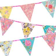 🎉 13ft truly scrumptious vintage bright floral triangle pennant bunting garland - perfect for birthday, garden party, afternoon tea, baby shower, bedroom decor, daughter, girls logo