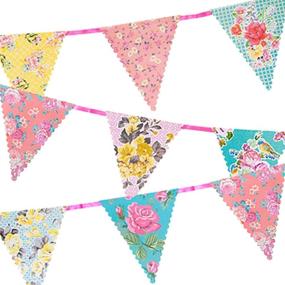 img 4 attached to 🎉 13ft Truly Scrumptious Vintage Bright Floral Triangle Pennant Bunting Garland - Perfect for Birthday, Garden Party, Afternoon Tea, Baby Shower, Bedroom Decor, Daughter, Girls